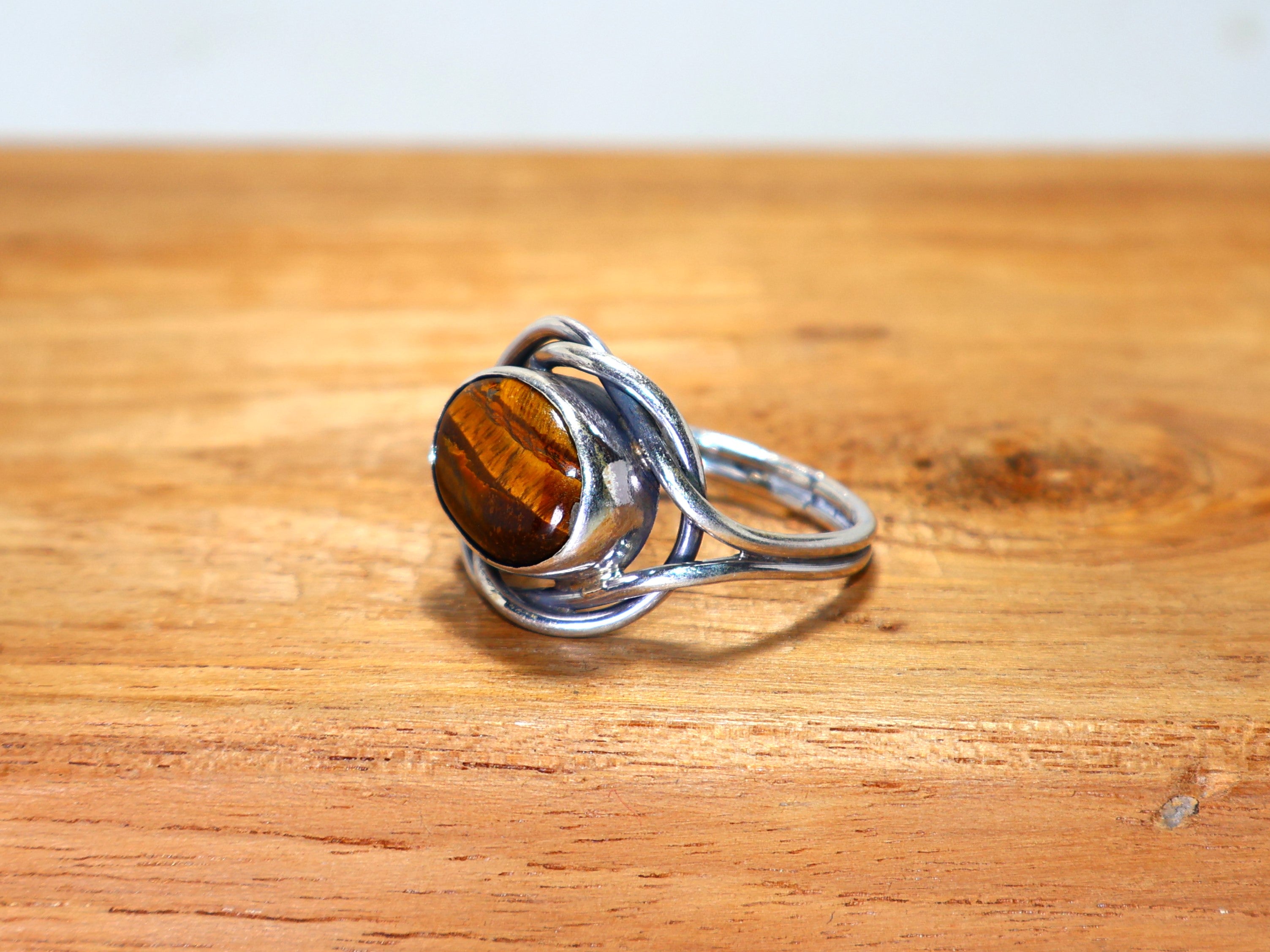Natürlicher Tigerauge Ring 925 Sterling Silber Minimalistischer Ring Handgemachter Ring Statement Silberring Juni Geburtsstein Ring Einzigartiger Ring