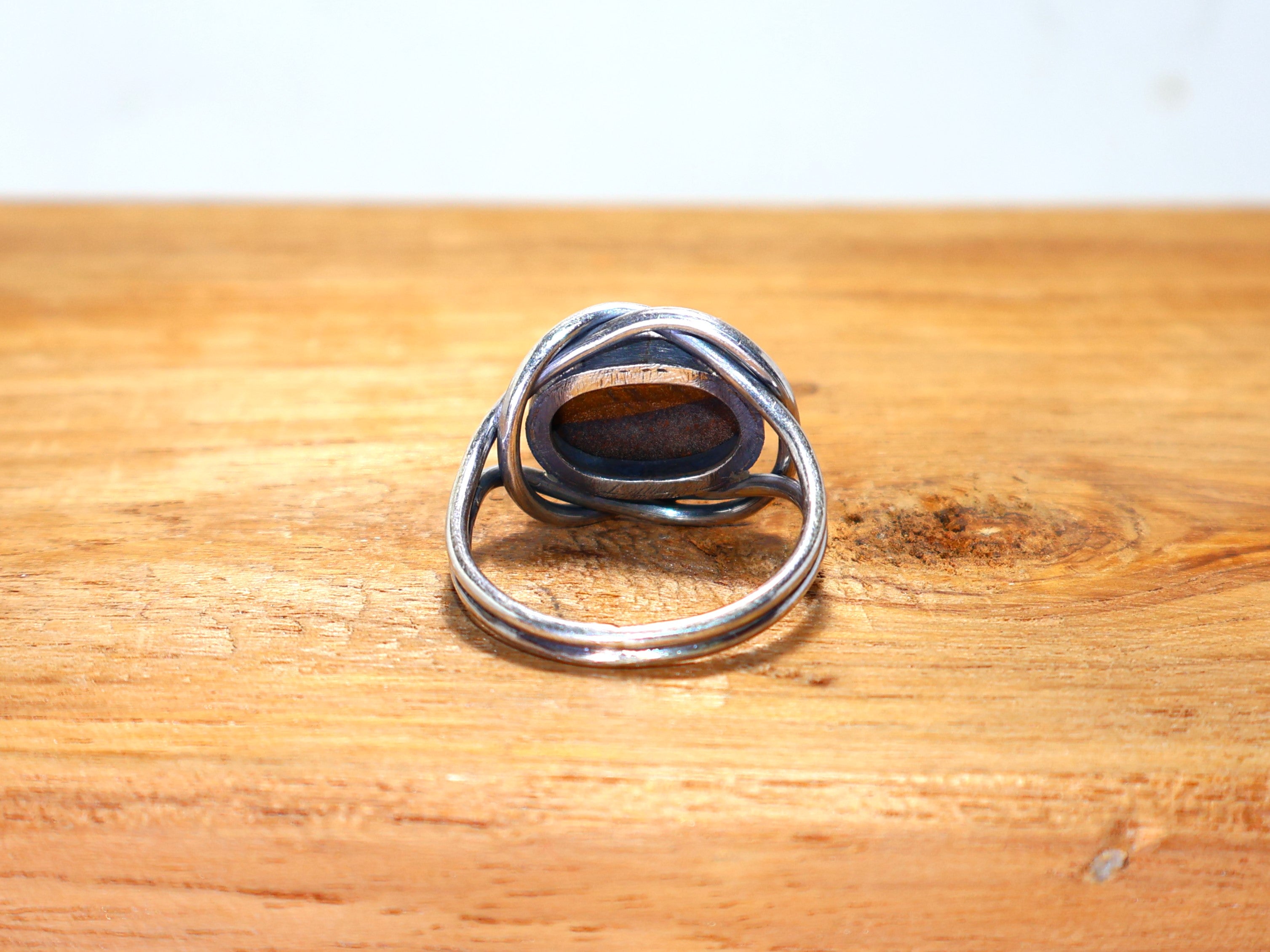 Natürlicher Tigerauge Ring 925 Sterling Silber Minimalistischer Ring Handgemachter Ring Statement Silberring Juni Geburtsstein Ring Einzigartiger Ring