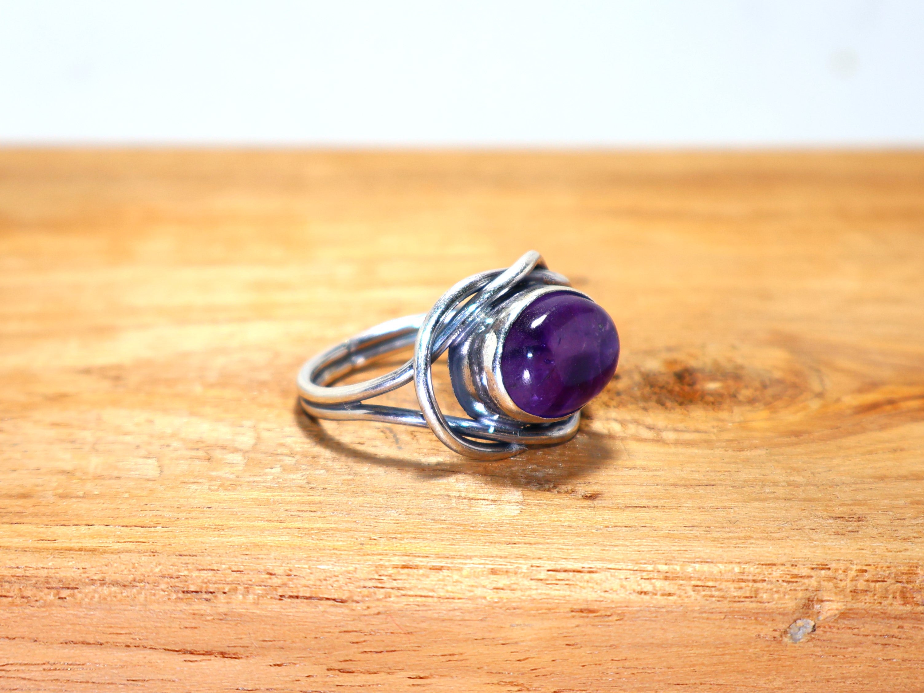 Natuurlijke Amethist Ring 925 Sterling Zilveren Ring Handgemaakte Dames Sieraden Paarse Edelsteen Ring Ovale Vorm Ring Boheemse Sieraden Februari Geboortesteen