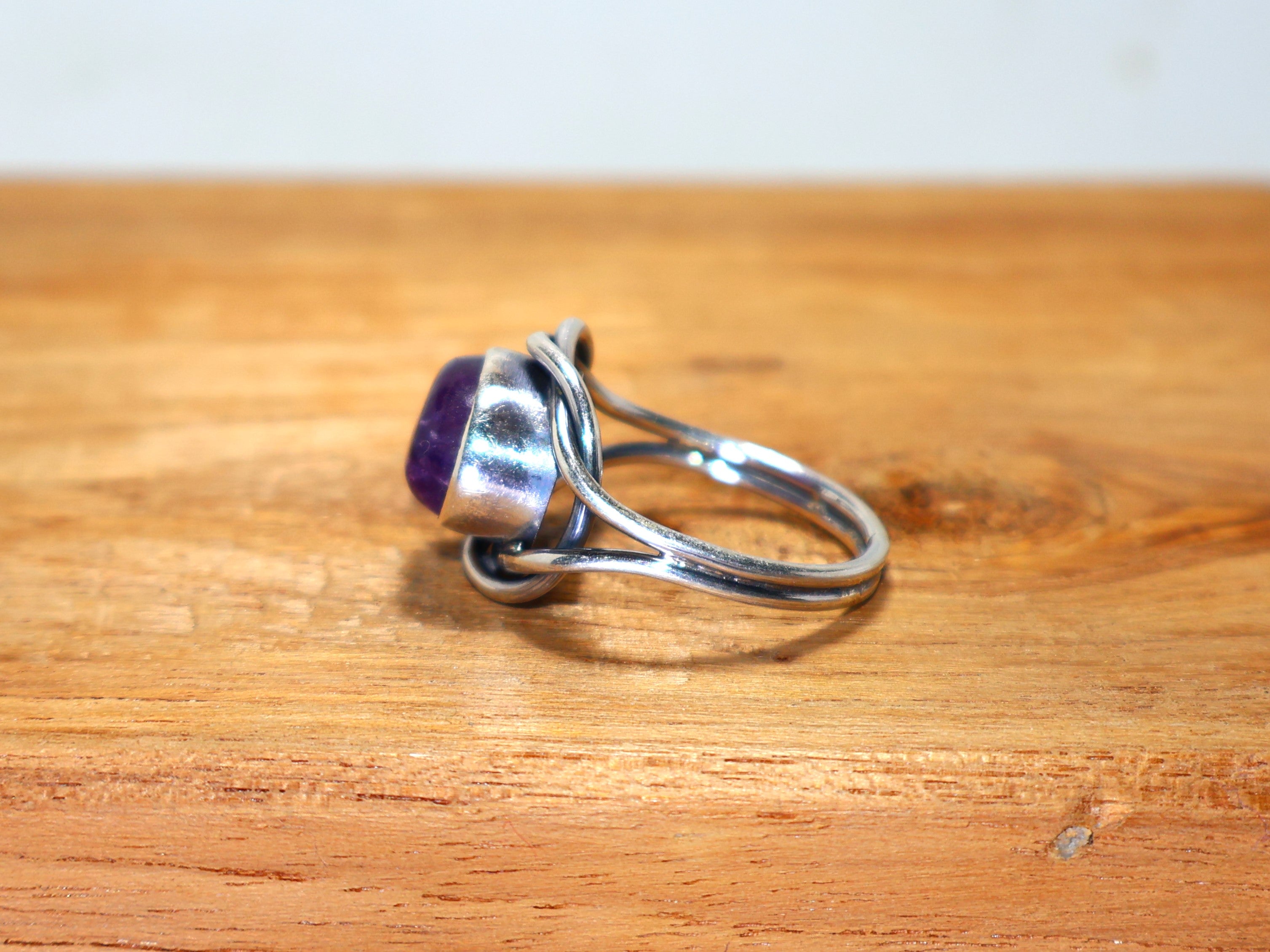 Natürlicher Amethystring 925 Sterling Silber Ring Handgefertigter Damen Schmuck Lila Edelstein Ring Ovaler Ring Böhmischer Schmuck Februar Geburtsstein