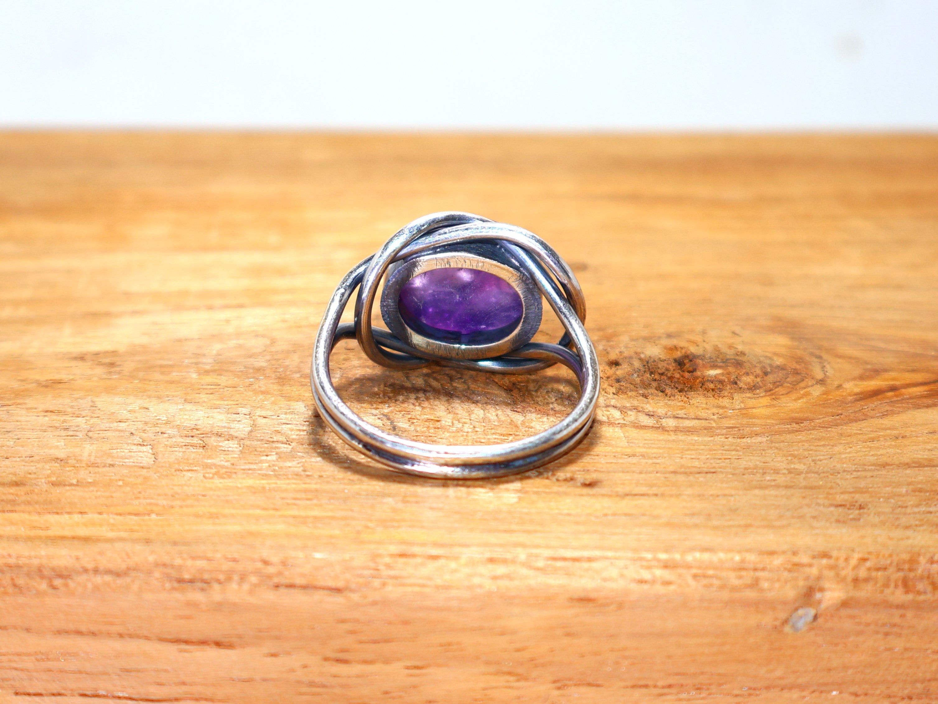 Natürlicher Amethystring 925 Sterling Silber Ring Handgefertigter Damen Schmuck Lila Edelstein Ring Ovaler Ring Böhmischer Schmuck Februar Geburtsstein