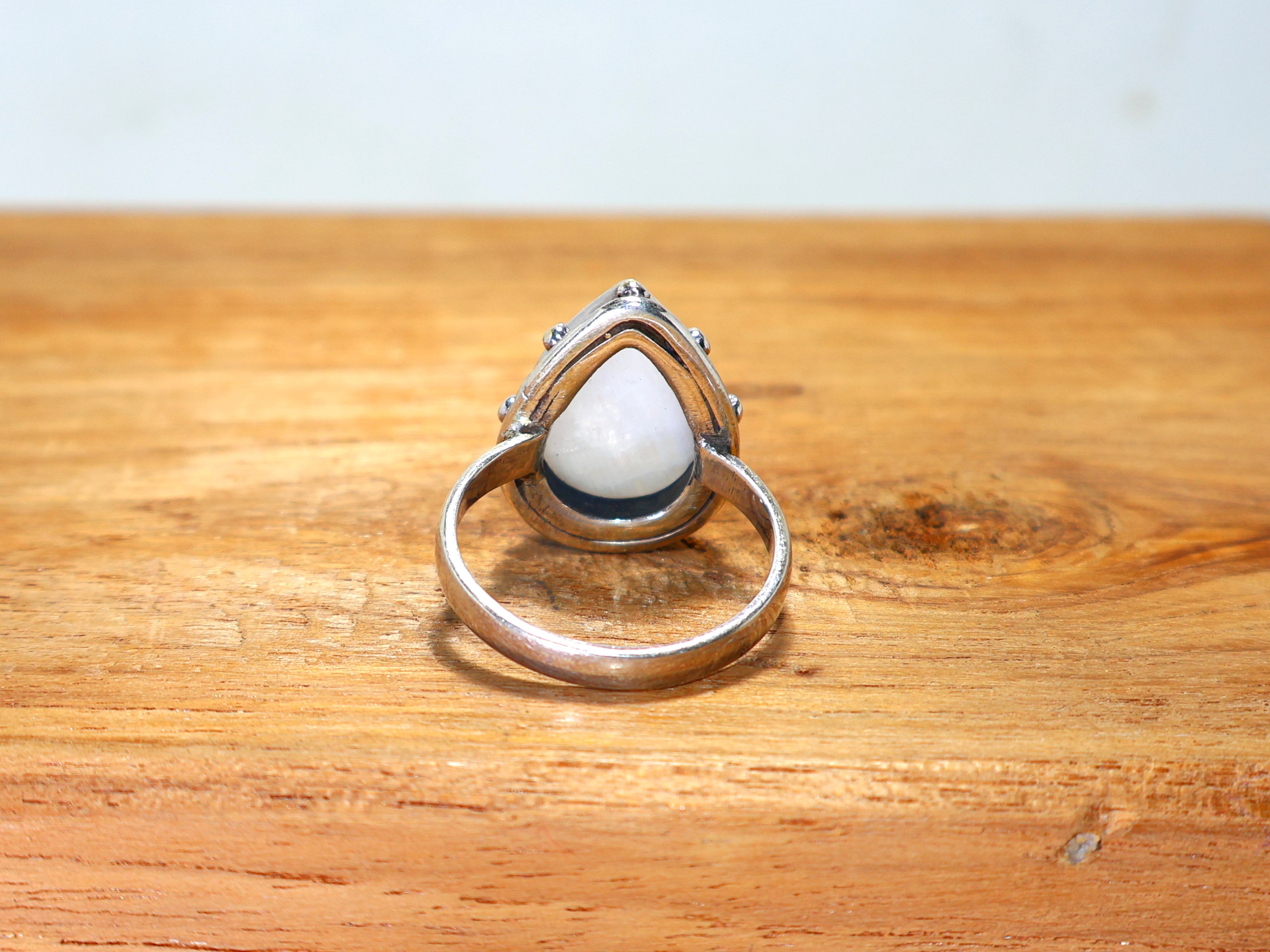 Regenbogen-Mondstein-Silberring Birnenförmiger Mondstein 925 Sterling Ring Damenring Handgefertigter Silberring Verlobungsring Geschenk für sie