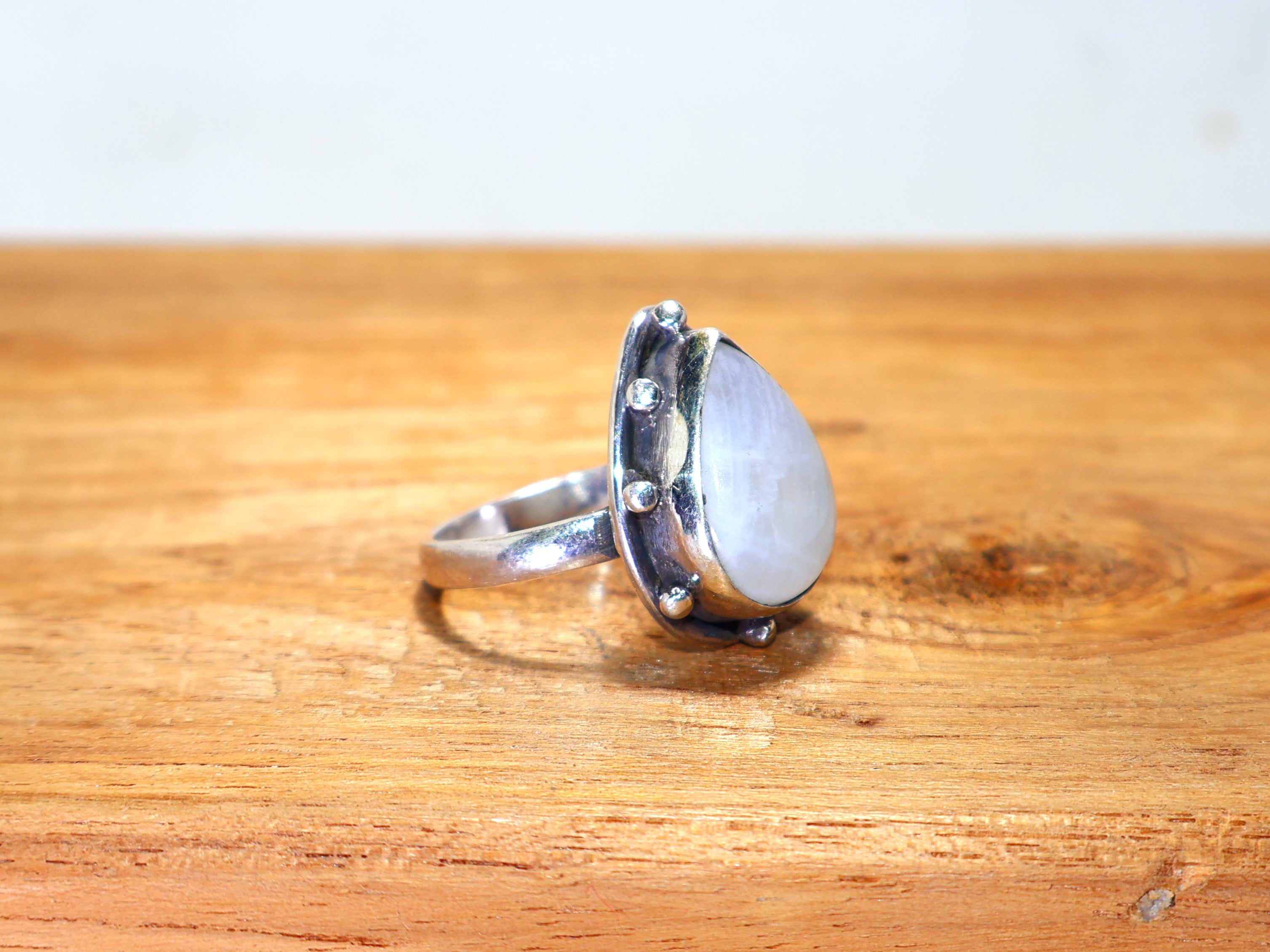 Regenbogen-Mondstein-Silberring Birnenförmiger Mondstein 925 Sterling Ring Damenring Handgefertigter Silberring Verlobungsring Geschenk für sie
