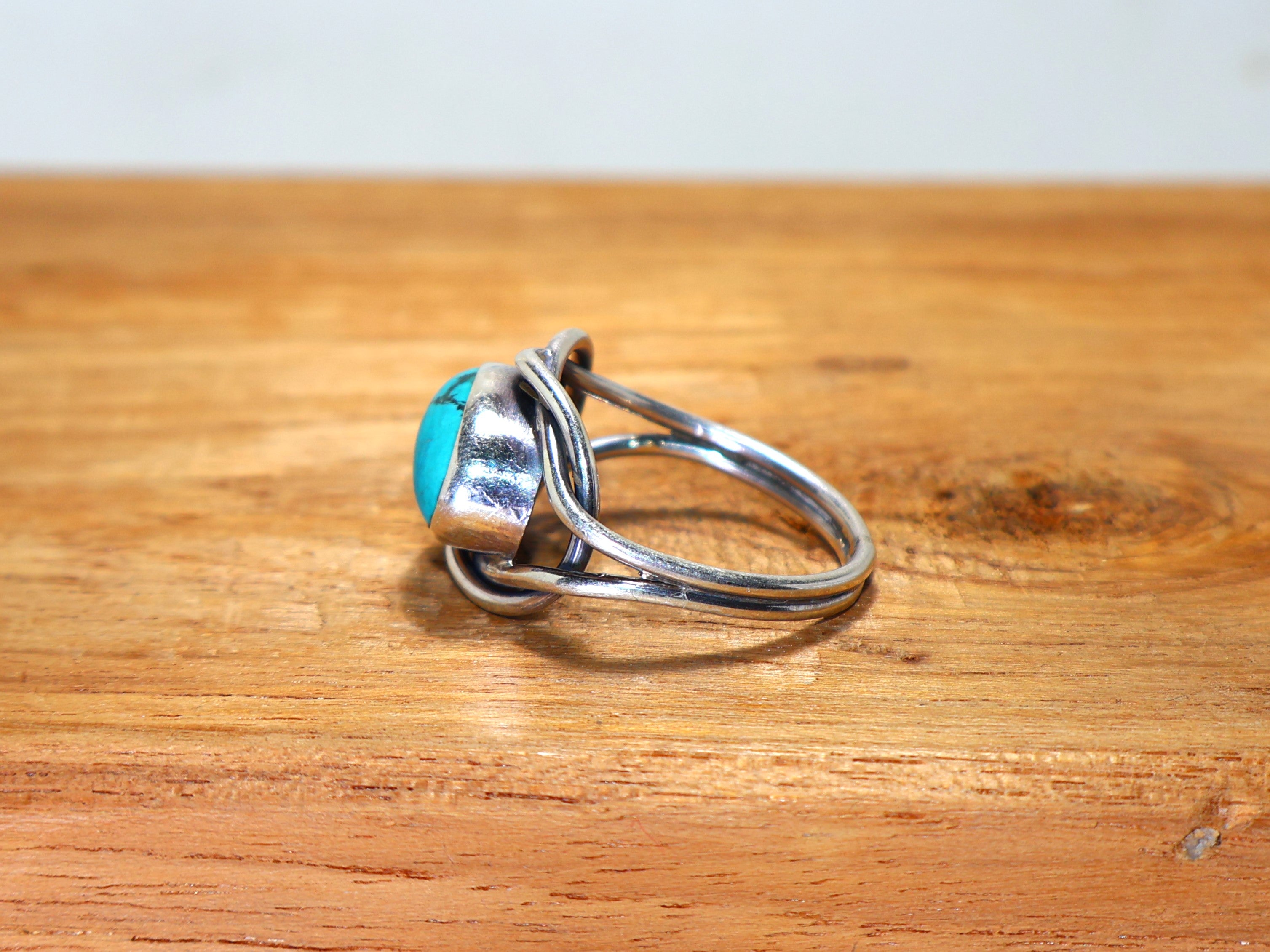 Grüner Türkisring 925 Sterling Silber Handgefertigter Silberring Ovaler Edelsteinring Zarter Ring Statement-Ring Minimalistischer Türkisring