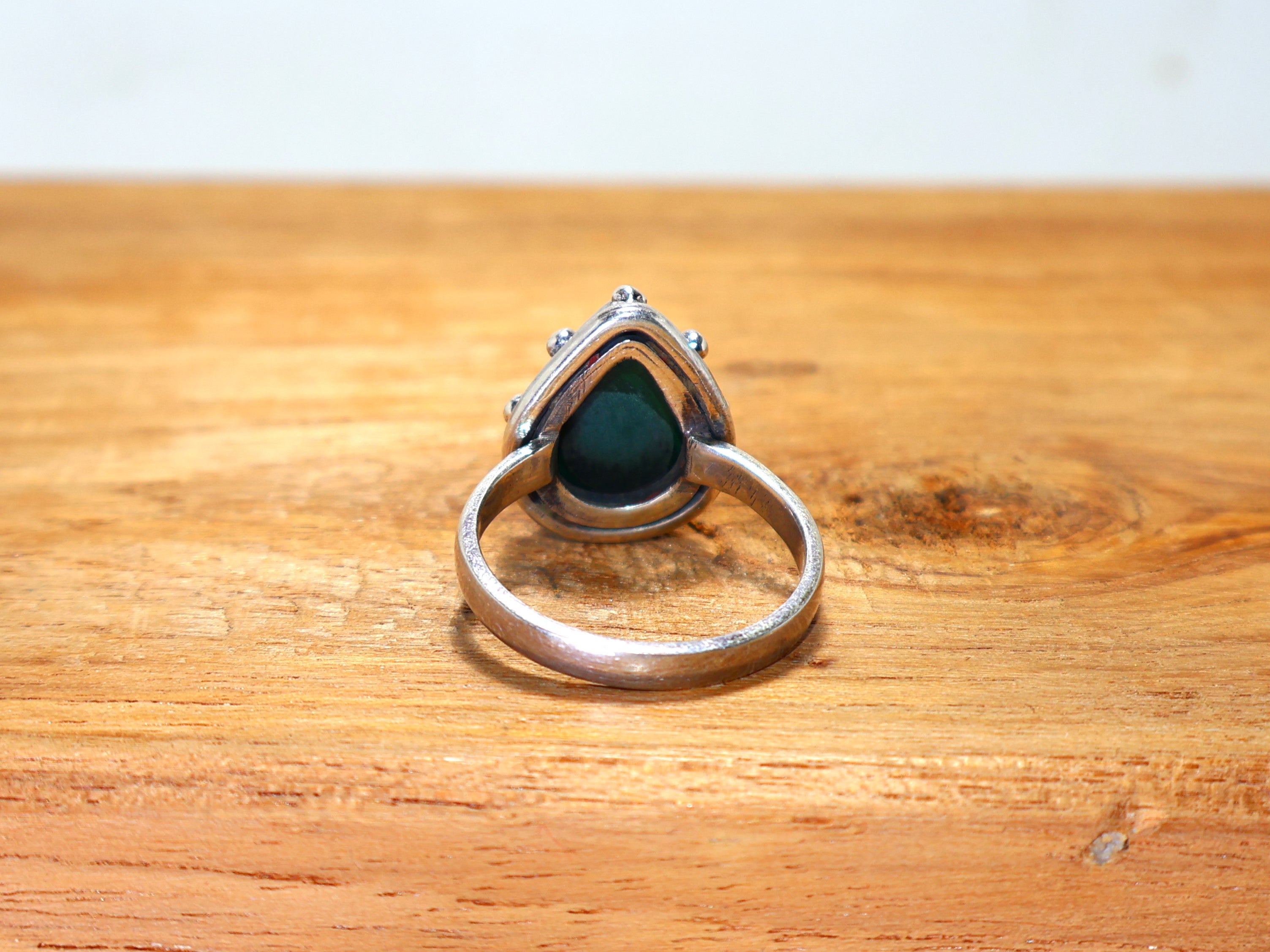 Natuurlijke Malachiet Zilveren Ring Peer Vorm Steen Ring Handgemaakte Ring 925 Sterling Zilveren Ring Voor Vrouwen Cadeau Voor Haar Verlovingsring