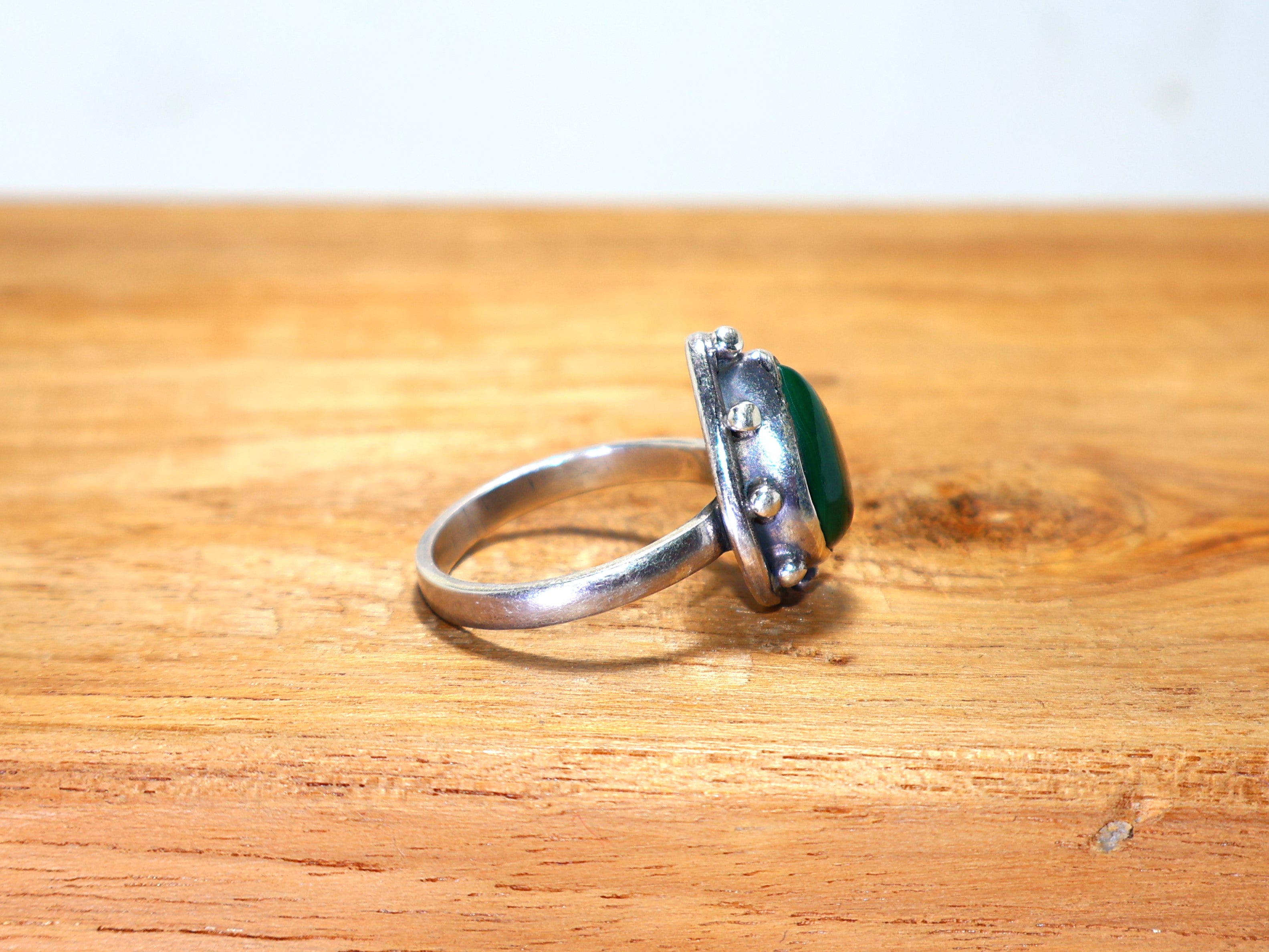 Natuurlijke Malachiet Zilveren Ring Peer Vorm Steen Ring Handgemaakte Ring 925 Sterling Zilveren Ring Voor Vrouwen Cadeau Voor Haar Verlovingsring