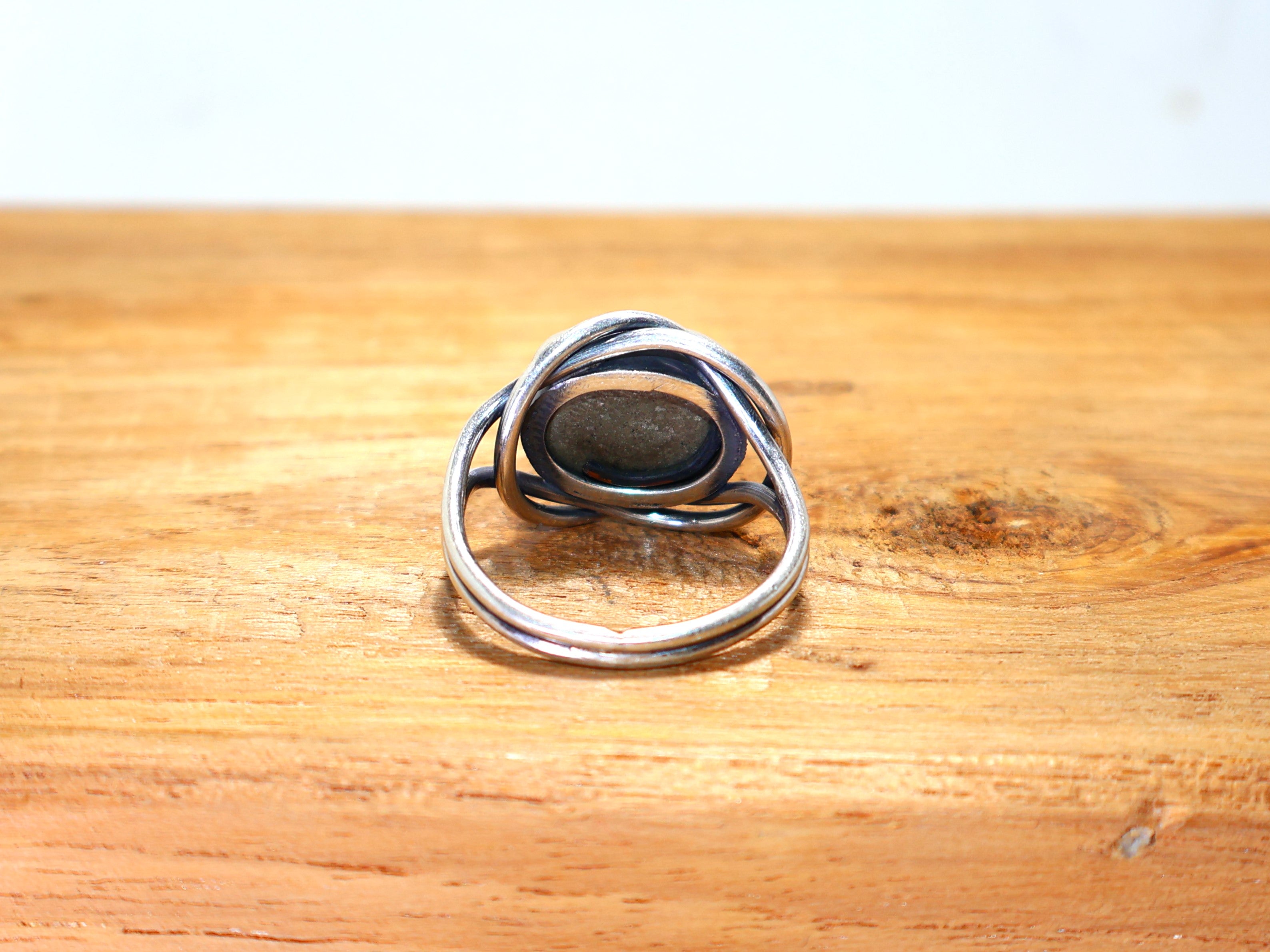 Natürlicher roher Pyrit-Ring, Damen-Silberring, handgemachter Ring, 925er Sterlingsilber, ovaler Steinring, zierlicher Ring, Statement-Ring, wunderschöner Ring