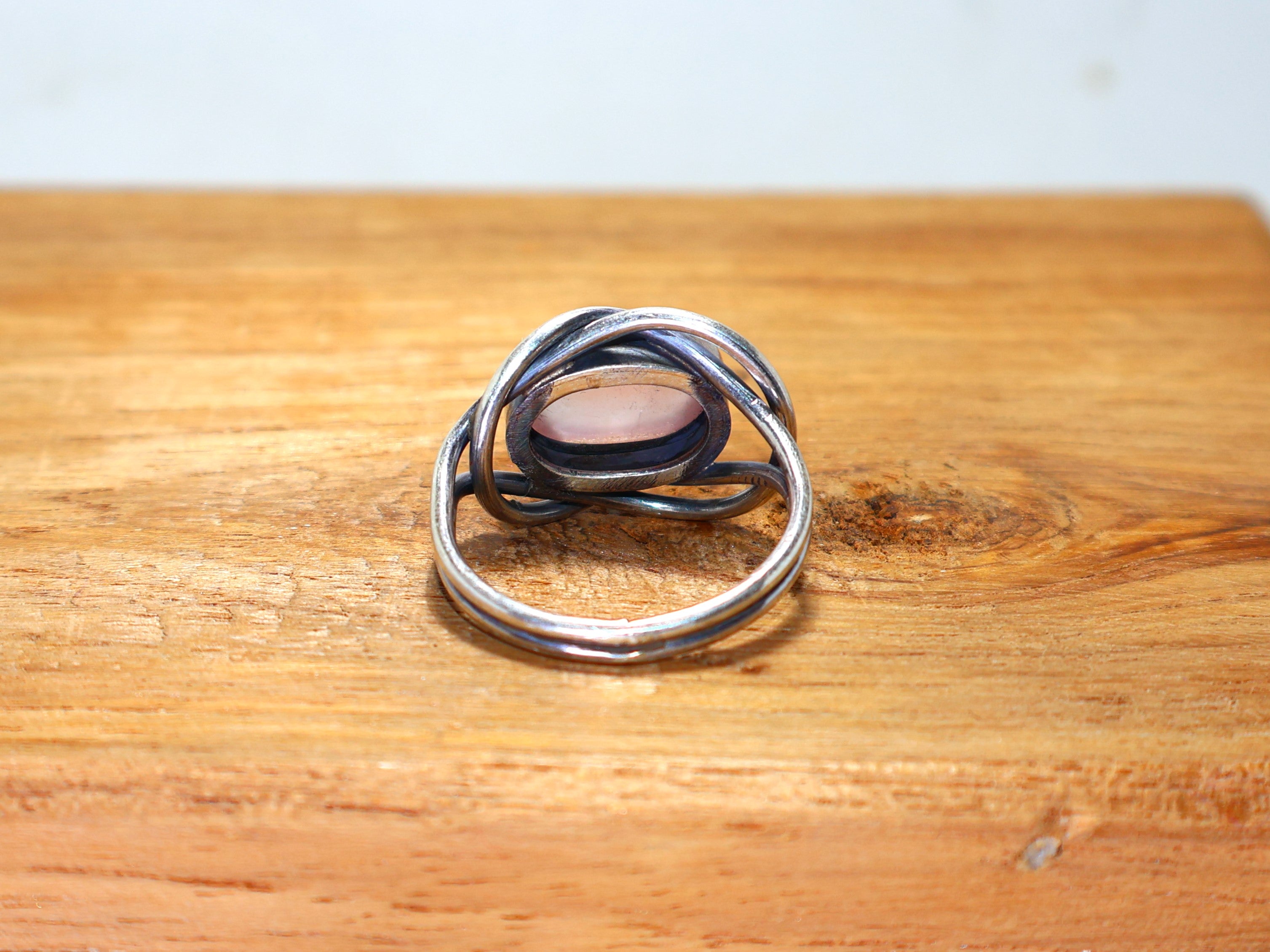 Natürlicher Rosenquarz-Ring, rosa Edelstein-Ring, massiver 925er Sterling Silber Ring, ovaler Stein-Ring, handgemachter Ring, Geschenk für Sie
