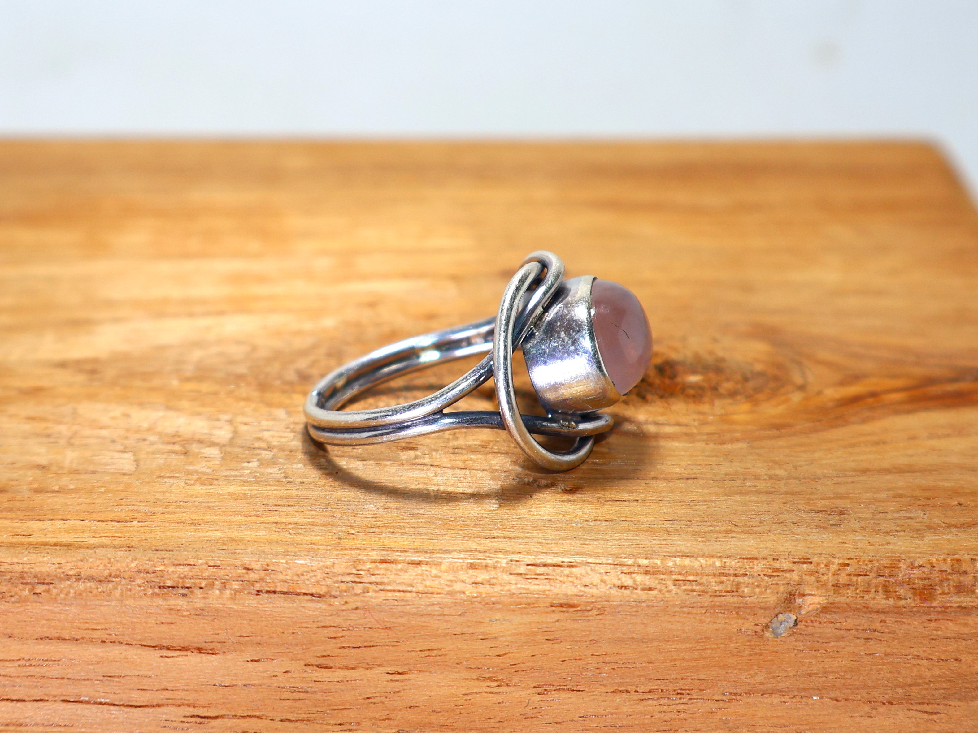 Natürlicher Rosenquarz-Ring, rosa Edelstein-Ring, massiver 925er Sterling Silber Ring, ovaler Stein-Ring, handgemachter Ring, Geschenk für Sie