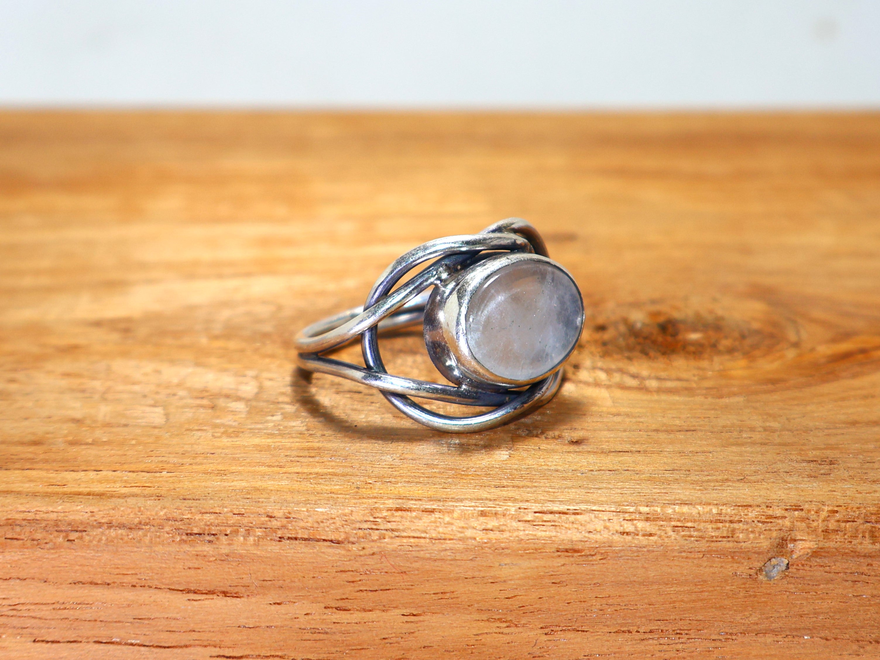 Bergkristall Edelstein Silberring Handgefertigter Silberring 925 Sterling Silberring Statement Ring Ovaler Edelsteinring Zarter Ring