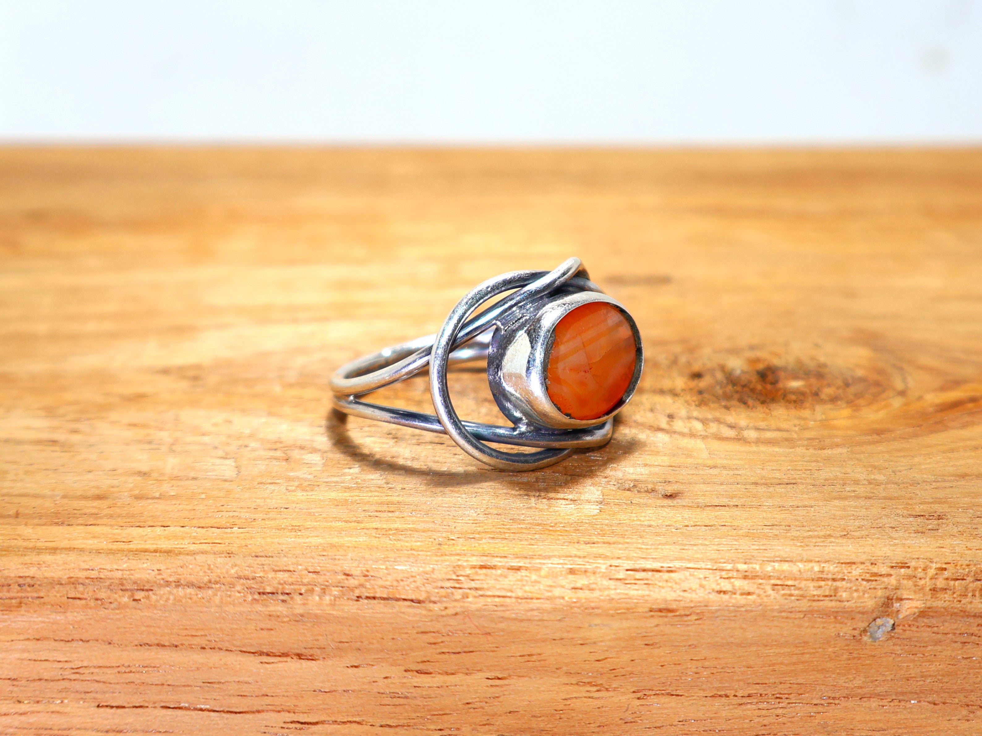 Natürlicher Karneol Ring Ovaler Statement Ring 925 Sterling Silber Versprechensring Handgemachter Silberring