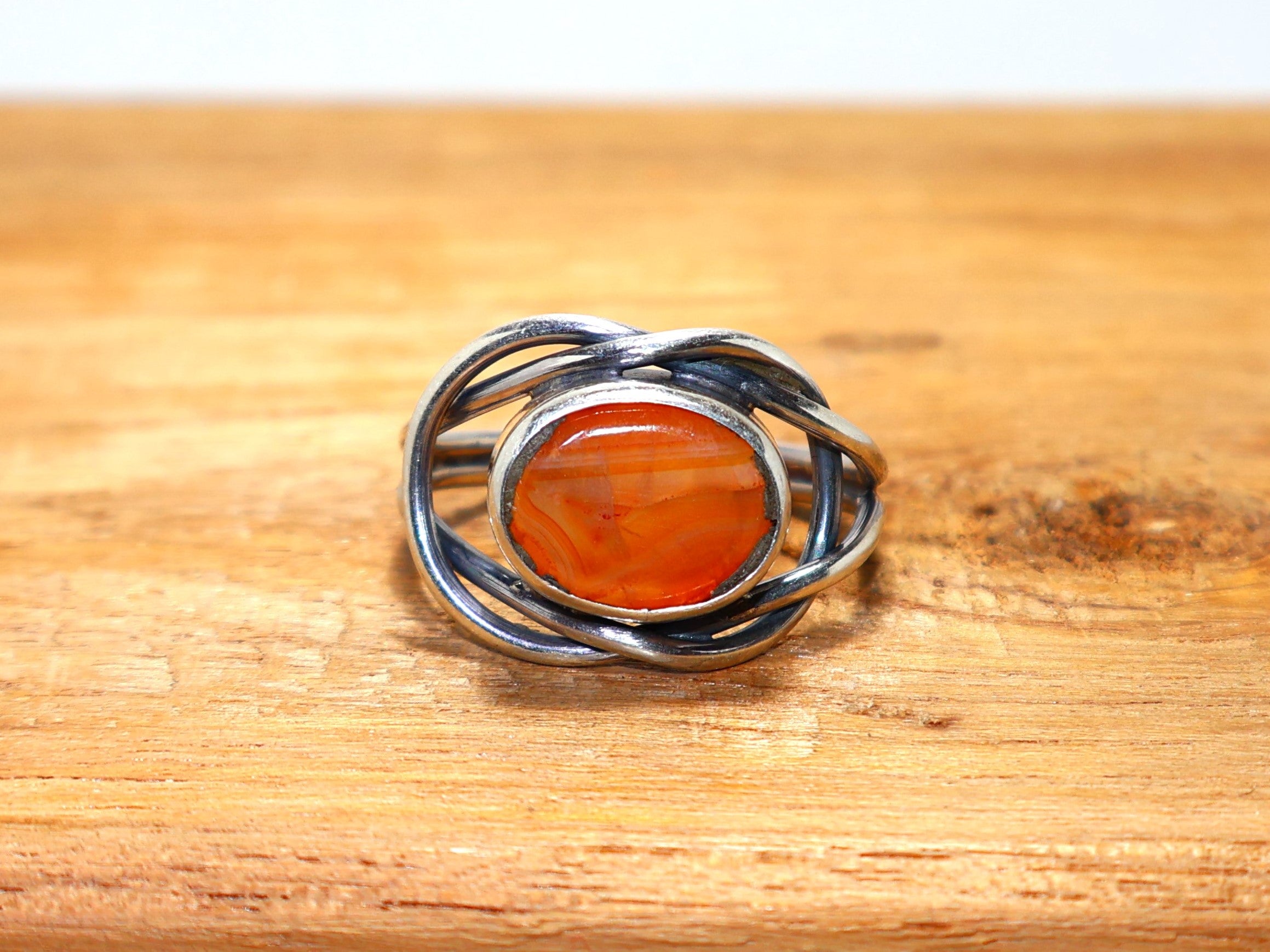 Natürlicher Karneol Ring Ovaler Statement Ring 925 Sterling Silber Versprechensring Handgemachter Silberring