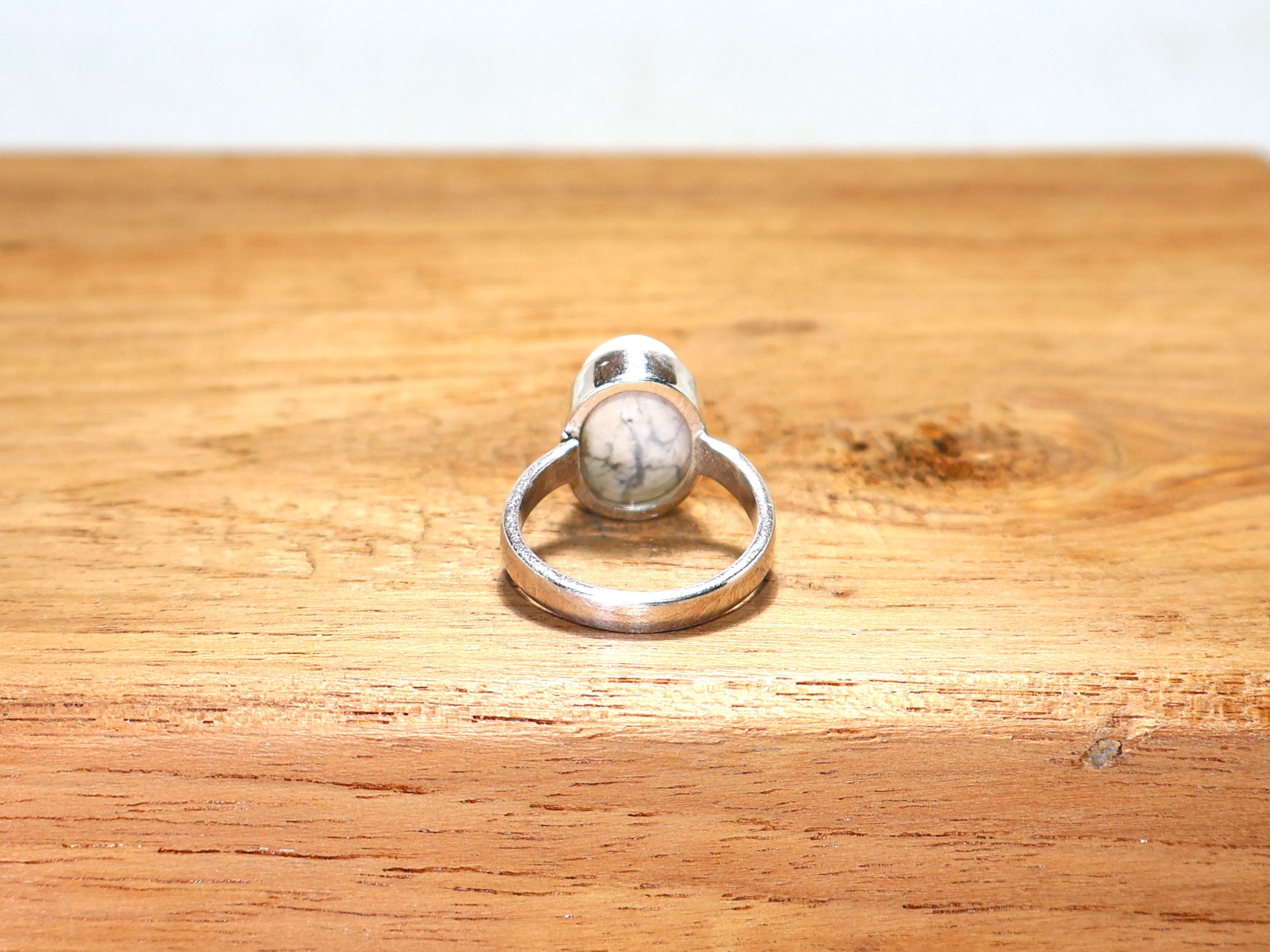 Echte Howliet Ring 925 Sterling Zilveren Ring Witte Steen Ring Handgemaakte Damesring Ovale Edelsteen Ring Unieke Zilveren Ring