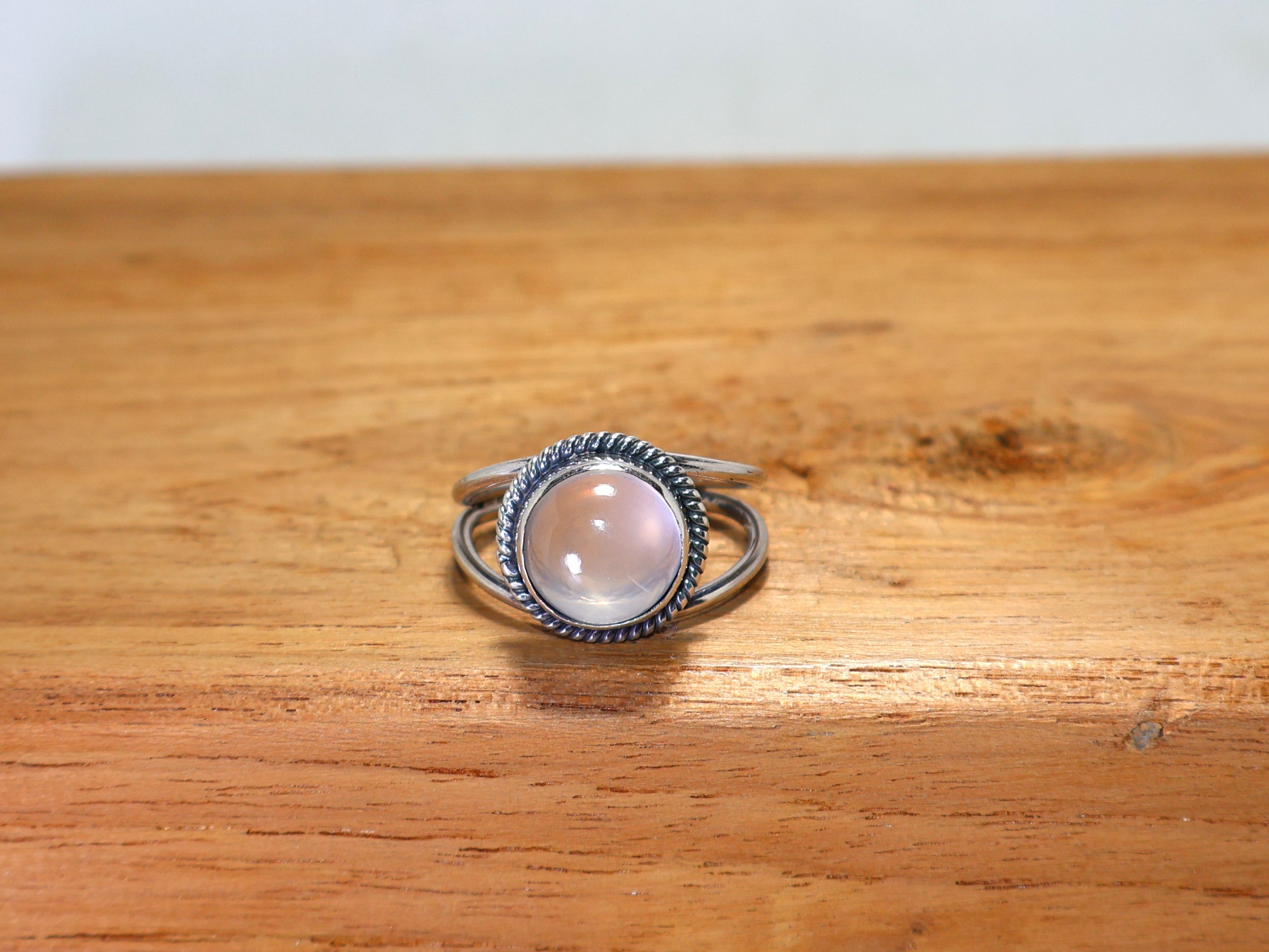 Rosenquarz Silberring 925 Sterling Silber Handgefertigter Designerring Rosa Edelsteinring Einzigartiger Ring Echter Rosenquarzring