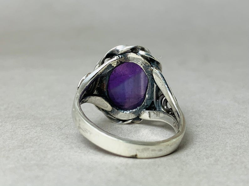 Amethyst Ring 925 Sterling Silber Februar Geburtsstein Stapelring Lila Stein Ring Boho Zierlicher Ring Geschenk für Sie