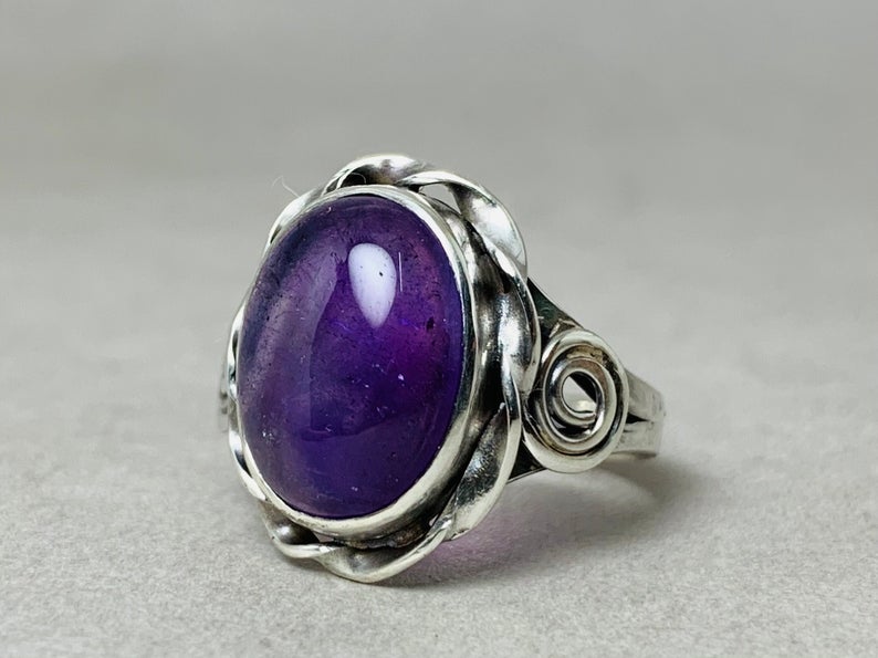 Amethyst Ring 925 Sterling Silber Februar Geburtsstein Stapelring Lila Stein Ring Boho Zierlicher Ring Geschenk für Sie