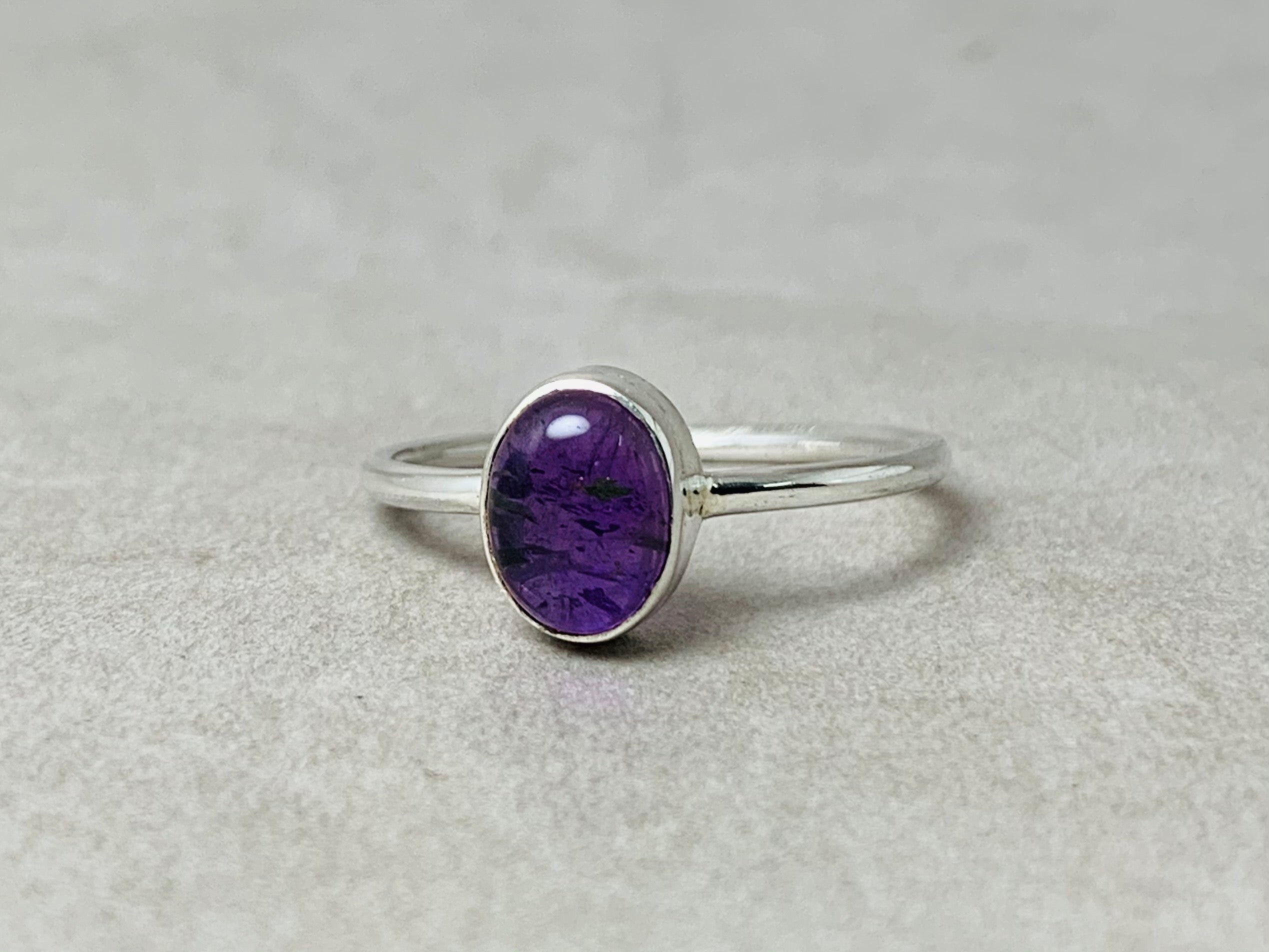 Amethystring 925 Sterling Silber Ring Zarter Minimalistischer Ring Stapelring Edelsteinring Handgemachter Ring
