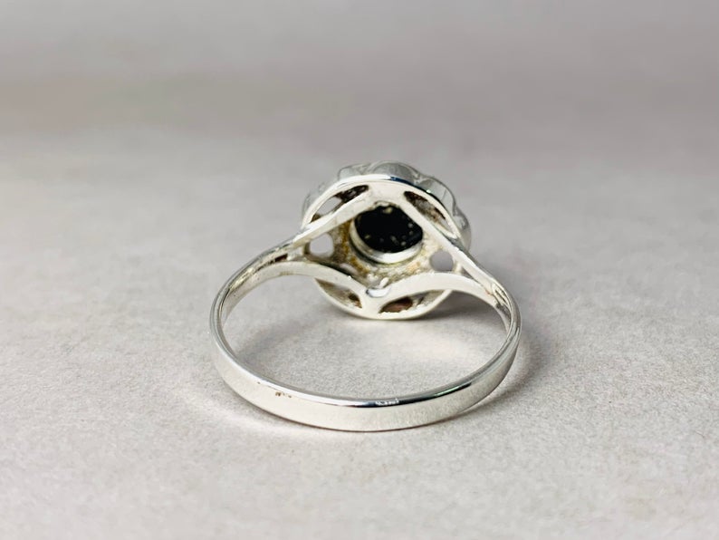 Schwarzer Onyx Ring 925 Sterling Silber Böhmischer Handgemachter Ring Runder Onyx Edelstein Ring Silber Damenring Dezember Geburtsstein Geschenkring