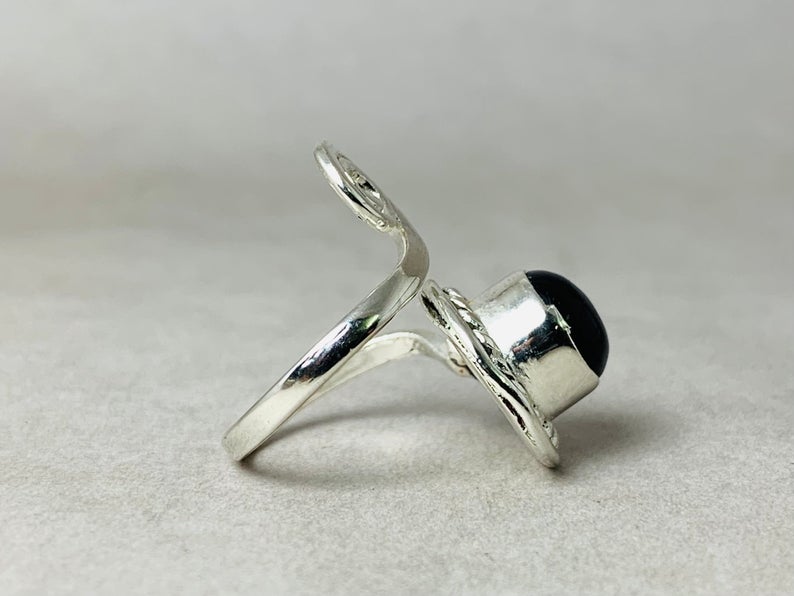 Handgemaakte Zwarte Onyx Ring Statement Ring Edelsteen Ring Verstelbare Ring Boho Delicate Ring Dames Ring Cadeau Voor Haar