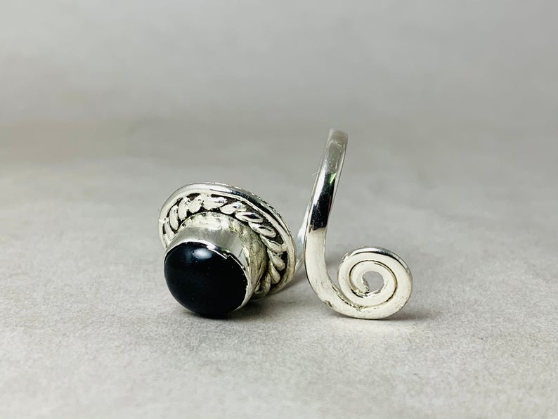 Handgemaakte Zwarte Onyx Ring Statement Ring Edelsteen Ring Verstelbare Ring Boho Delicate Ring Dames Ring Cadeau Voor Haar