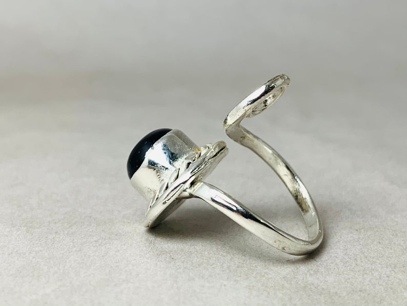 Handgemaakte Zwarte Onyx Ring Statement Ring Edelsteen Ring Verstelbare Ring Boho Delicate Ring Dames Ring Cadeau Voor Haar