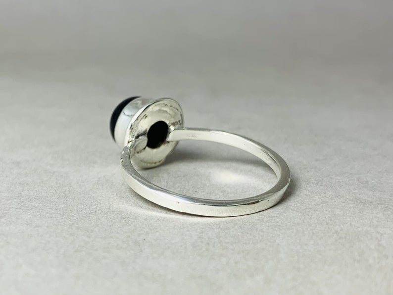 Schwarzer Onyx Ring 925 Silber Ring Böhmischer Minimalist Ring Edelstein Ring Sterling Silber Geschenk Ring Für Sie
