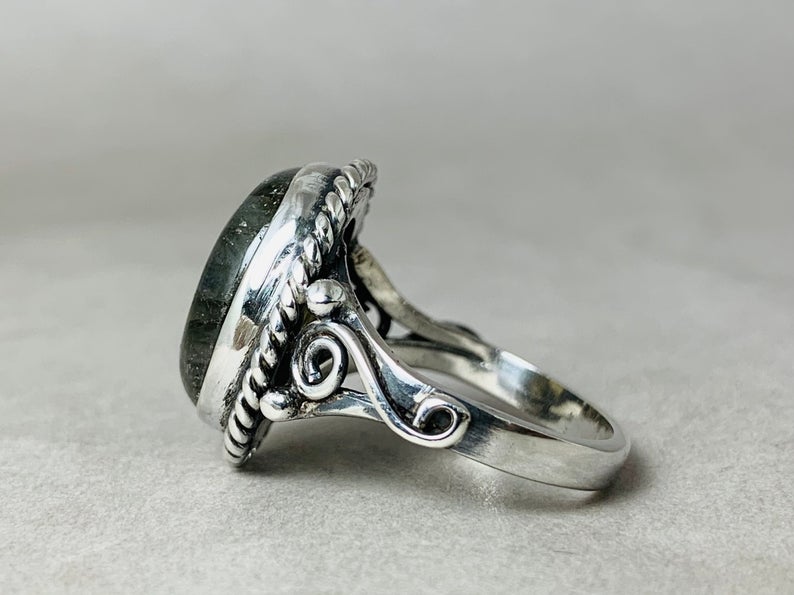 Echte Edelsteen Ring Labradoriet Ring 925 Zilveren Ring Handgemaakte Ovale Edelsteen Geboortesteen Ring Cadeau Voor Haar