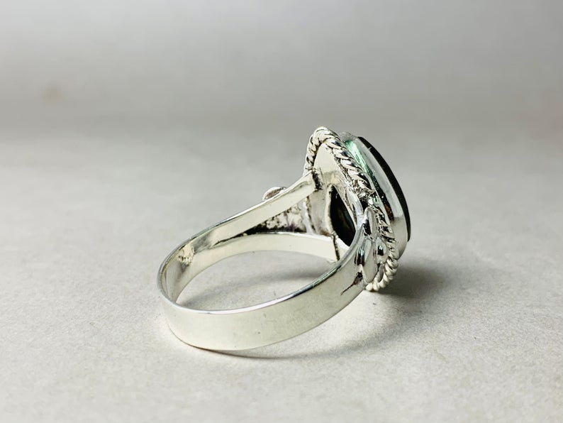 Parel Labradoriet Ring 925 Sterling Zilver Statement Ring Blauwe Edelsteen Verlovingsring Charm Ring Handgemaakt