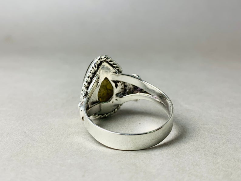Birnenförmiger Labradoritring 925 Sterlingsilber Statement Ring Blauer Edelstein Verlobungsring Charm Ring Handgemacht