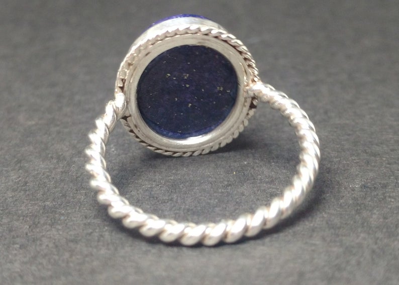 Lapislazuli-Ring 925er Sterlingsilber-Ring Blauer Stein Ring Handgefertigter Silberring Böhmischer Ring Alltagsring Geschenkring