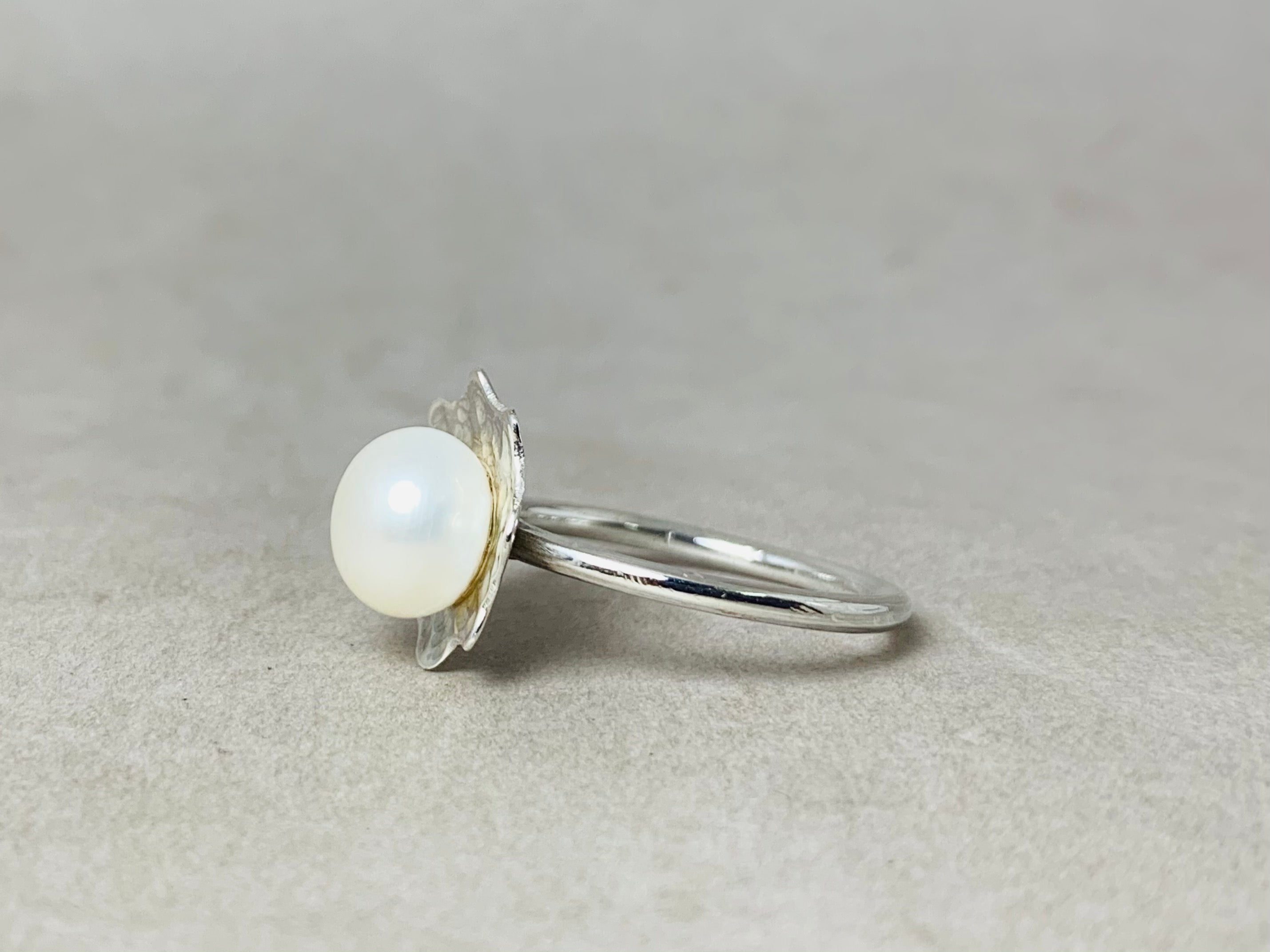 Perlenring 925 Sterling Silber Handgefertigter Boho Stapelring Geburtsstein Juni Edelsteinring Geschenk für Sie