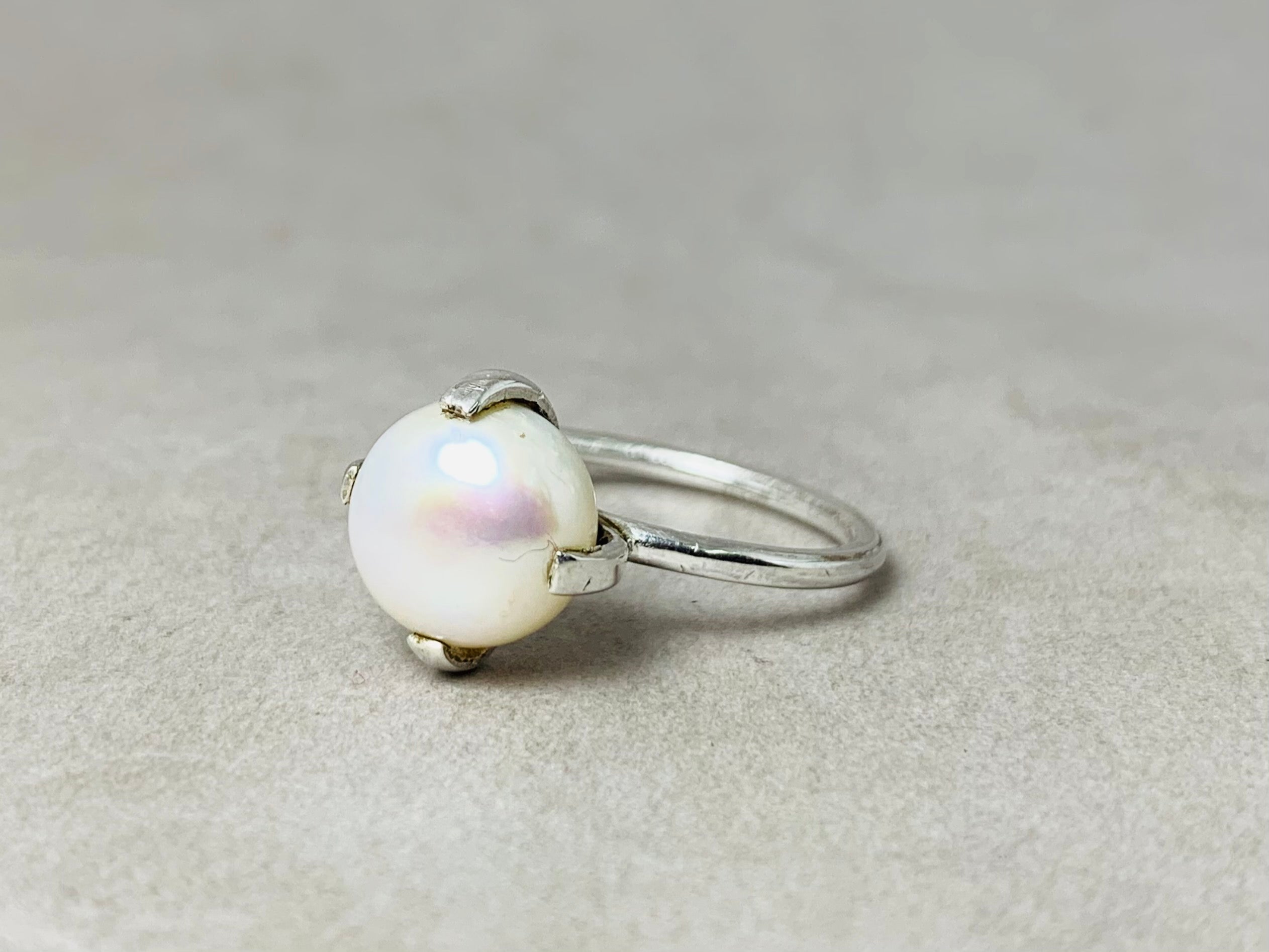 Perlenring 925er Silberring Handgemachter Perlenring Edelsteinring Statement-Ring Boho-Stil Ring Damenschmuck