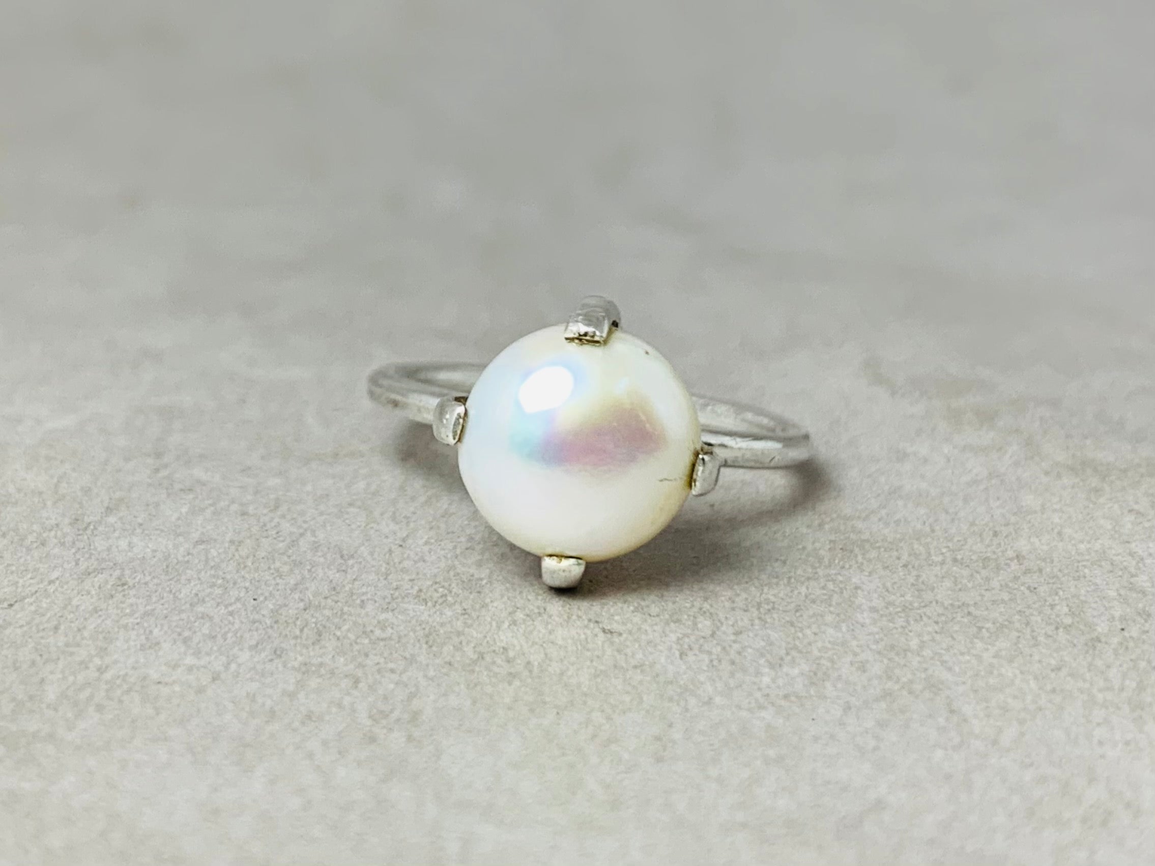 Perlenring 925er Silberring Handgemachter Perlenring Edelsteinring Statement-Ring Boho-Stil Ring Damenschmuck
