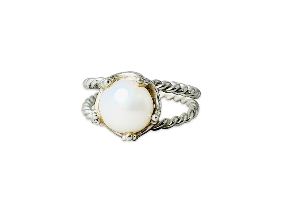 Perlenring 925er Silberring Statement Ring Süßwasserperle Handgefertigter Ring Geschenk für Sie