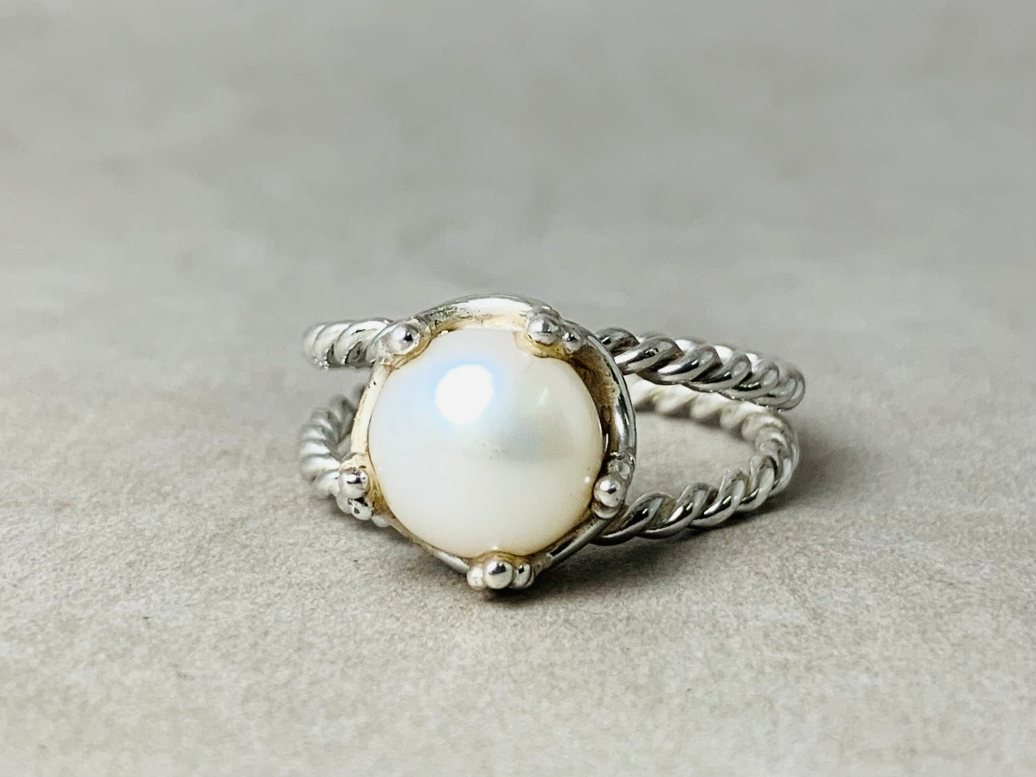 Perlenring 925er Silberring Statement Ring Süßwasserperle Handgefertigter Ring Geschenk für Sie