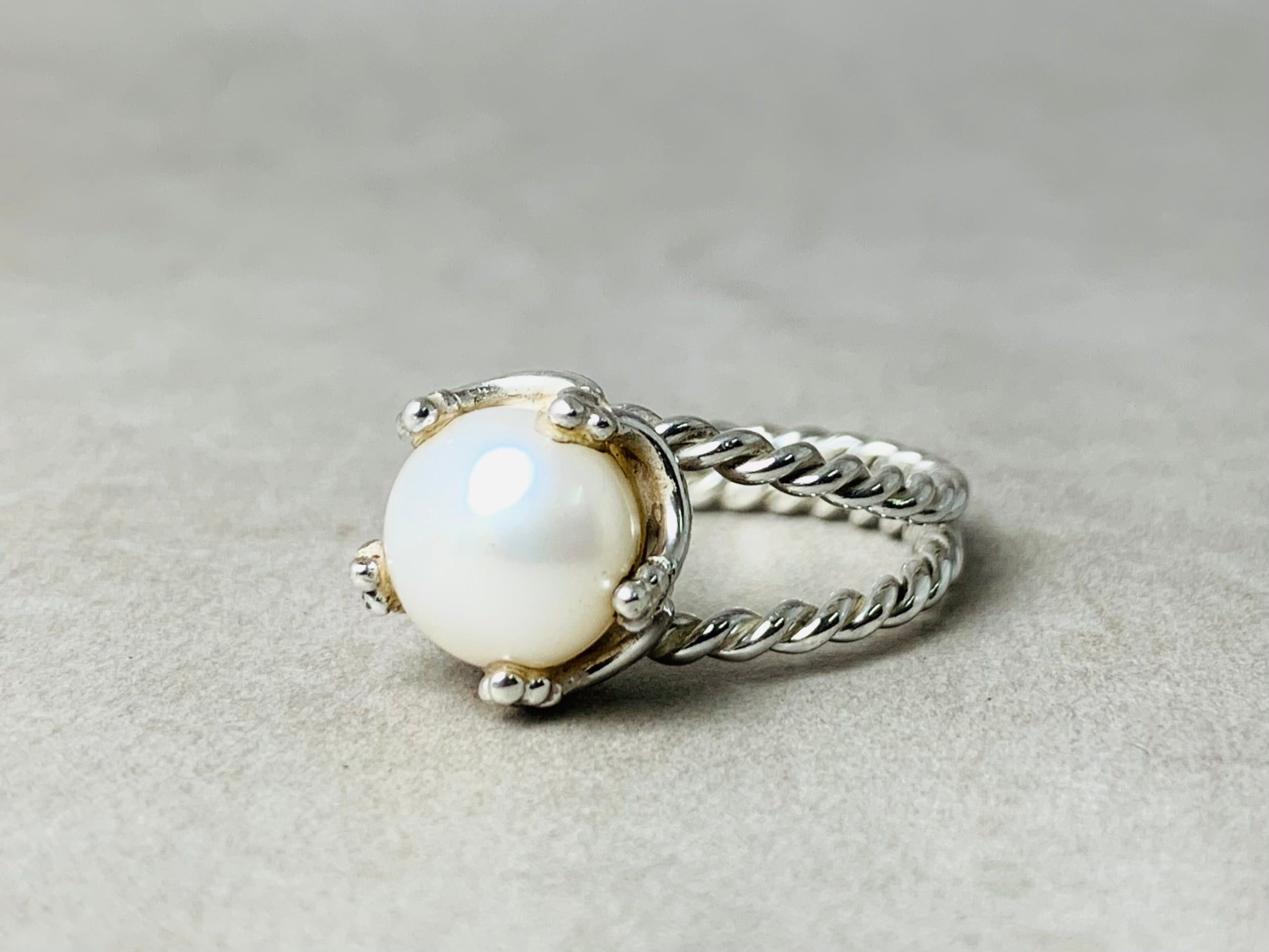 Perlenring 925er Silberring Statement Ring Süßwasserperle Handgefertigter Ring Geschenk für Sie