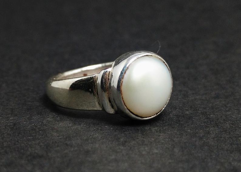 Weißer Perlenring Sterling Silber Versprechensring Für Mädchen Echte Perle Beste Freundin Ring Damenring Handgefertigter Ring