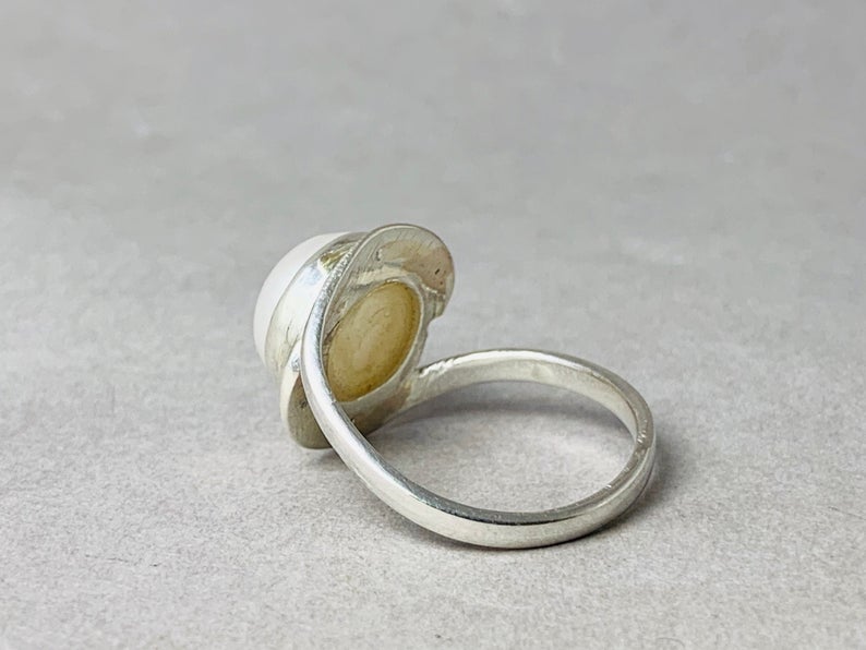 Perlenring Sterlingsilber Versprechensring für Mädchen Echte Perle Beste Freundin Ring Damen Ring Handgemachter Ring