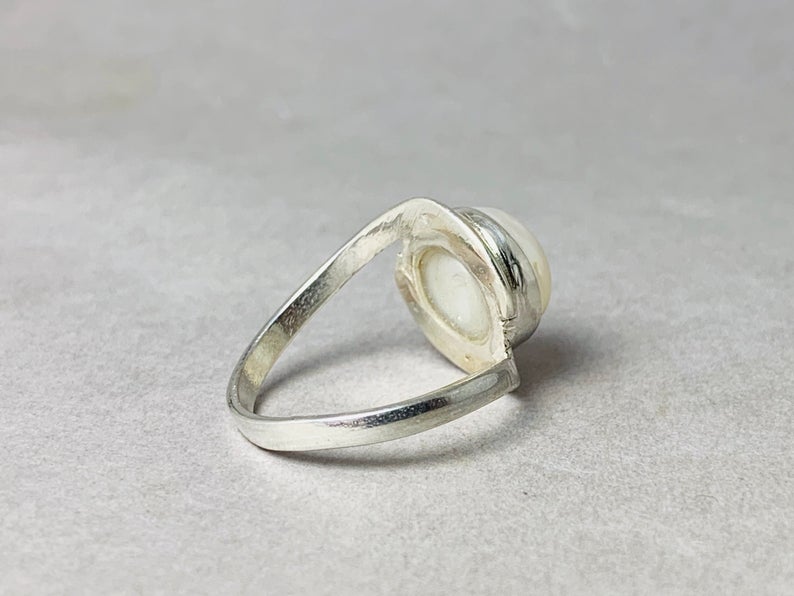 Perlenring Sterlingsilber Versprechensring für Mädchen Echte Perle Beste Freundin Ring Damen Ring Handgemachter Ring