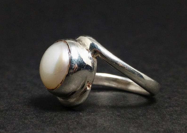 Perlenring Sterlingsilber Versprechensring für Mädchen Echte Perle Beste Freundin Ring Damen Ring Handgemachter Ring