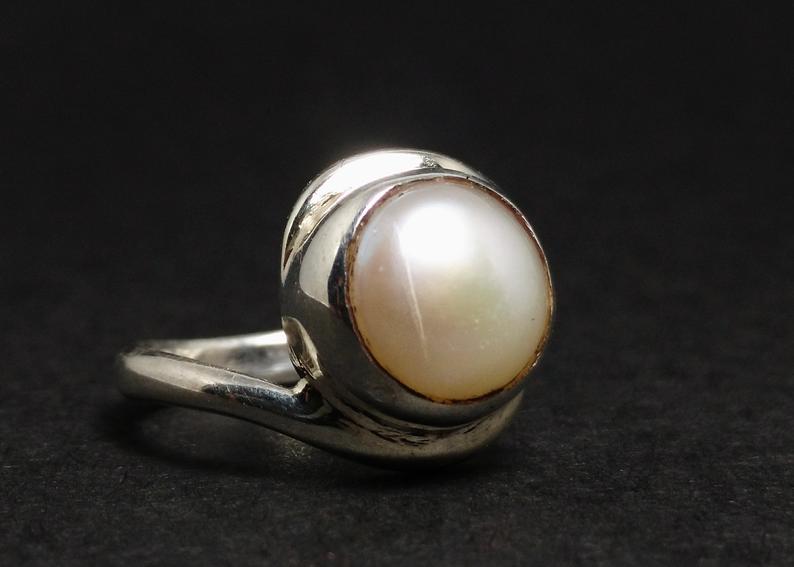 Perlenring Sterlingsilber Versprechensring für Mädchen Echte Perle Beste Freundin Ring Damen Ring Handgemachter Ring