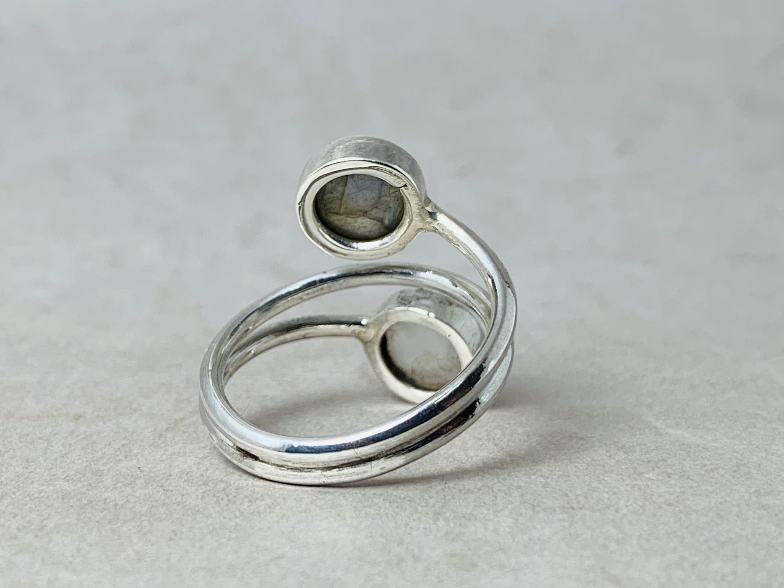 Labradoriet en Maansteen Ring 925 Zilveren Ring Verstelbare Handgemaakte Statement Ring Multi Steen Ring Cadeau Voor Haar
