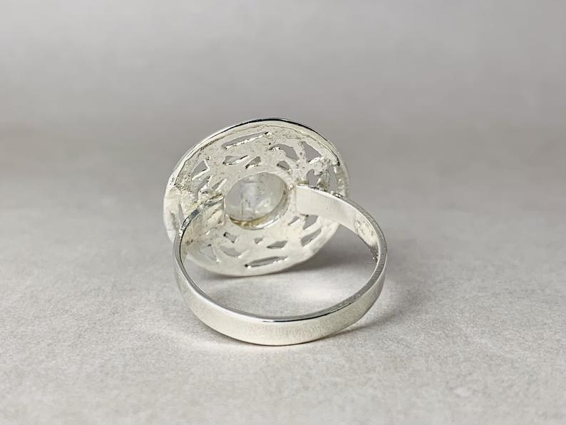 Regenbogen Mondstein Ring 925 Sterling Silber Mondstein Silberring Juni Geburtsstein Handgemachter Designer Ring Edelsteinring
