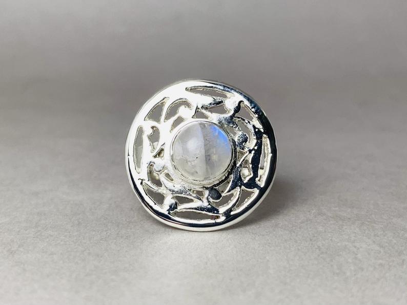 Regenbogen Mondstein Ring 925 Sterling Silber Mondstein Silberring Juni Geburtsstein Handgemachter Designer Ring Edelsteinring
