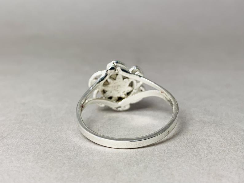 Runder Mondsteinring 925 Silberring Handgemachter Ring Geburtssteinring Silberschmuck Edelsteinring Charm Ring