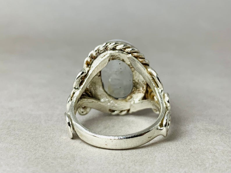 925er Silberring Regenbogen-Mondstein-Ring Juni Geburtsstein Handgemachter Ring Designer-Ring Edelsteinring Geschenk für Sie