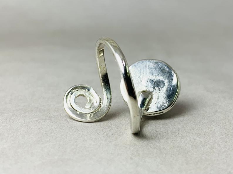 Spiralring Mondsteinring 925er Silber Ring Verstellbarer Ring Schlangenring Wickelring Daumenring Juni Geburtsstein