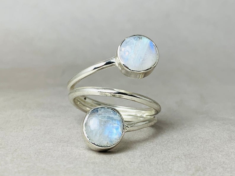 Mondsteinring 925 Sterling Silber Geburtsstein Juni Handgemachter Böhmischer Ring Freundin Geschenk