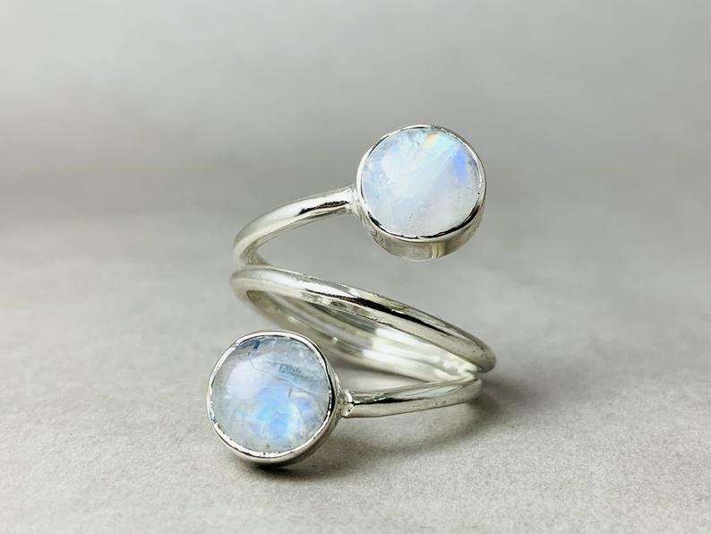 Mondsteinring 925 Sterling Silber Geburtsstein Juni Handgemachter Böhmischer Ring Freundin Geschenk