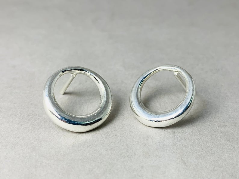 Circle Studs 925 Silver Studs Handmade Studs Circle Stud Earrings Open Circle Studs Simple Silver Studs Circle Earrings Silver Circle